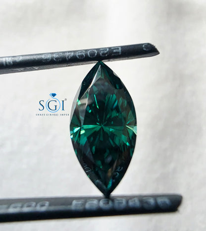 3.40 CT 7x14mm Green Marquise Shape Moissanite | Premium Lab Created Loose Gemstone