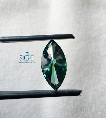 3.40 CT 7x14mm Green Marquise Shape Moissanite | Premium Lab Created Loose Gemstone
