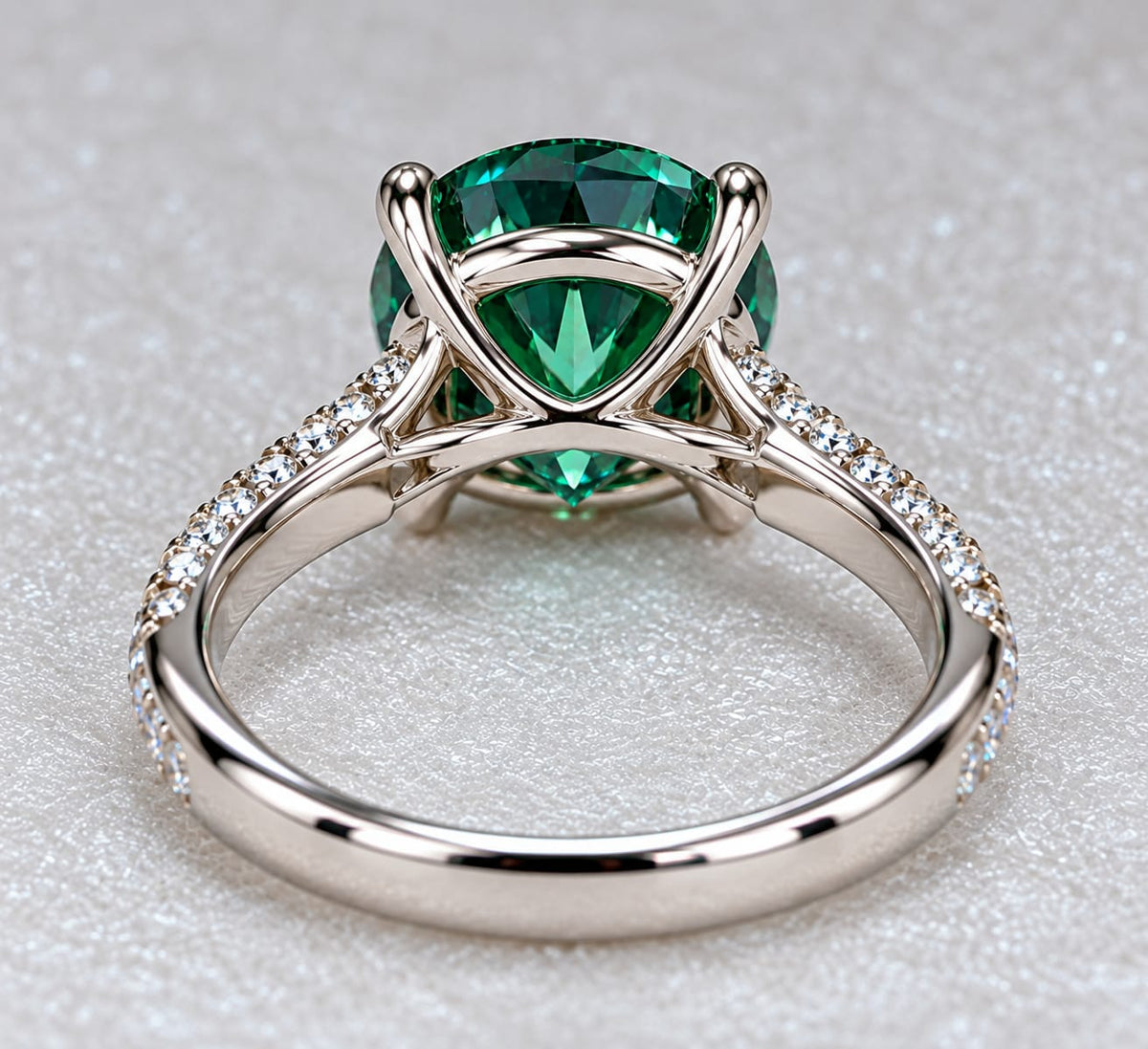 4.20 CTW Round Green & White Moissanite Ring | Premium White Gold Halo Ring | Lab-Created Fine Jewelry