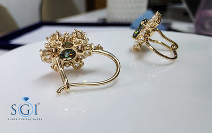 5.05 CTW Lab Grown Diamond & Portuguese Moissanite Stud Earrings, 18K Yellow Gold Luxury Earrings, CVD Diamond Jewelry, Fine Gift for Her