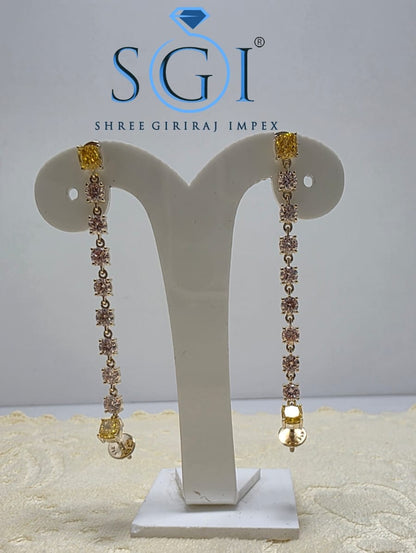4.60 CTW Yellow & Pink Lab Grown Diamond Earrings, 14K Gold Fancy Color Diamond Jewelry, Luxury Statement Earrings, Gift for Her