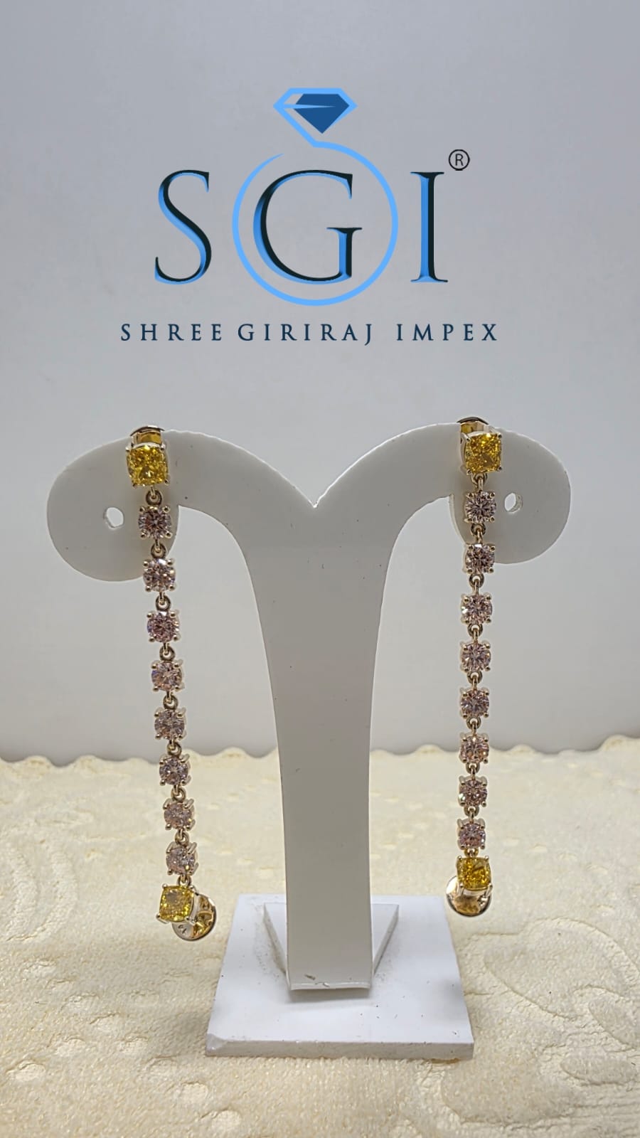 4.60 CTW Yellow & Pink Lab Grown Diamond Earrings, 14K Gold Fancy Color Diamond Jewelry, Luxury Statement Earrings, Gift for Her