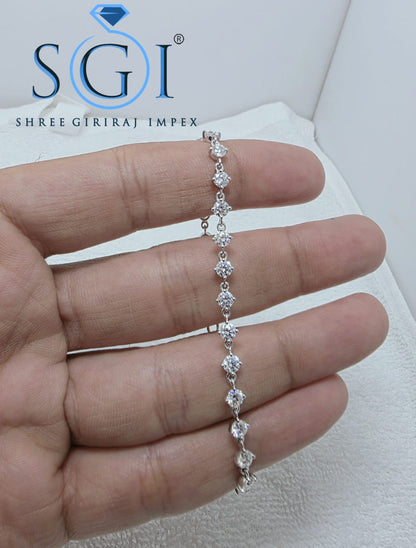 5 CTW Moissanite Tennis Bracelet, 3.5mm Round Cut Silver Bracelet, Sparkling Lab Created Gemstone Jewelry, Elegant Gift for Her