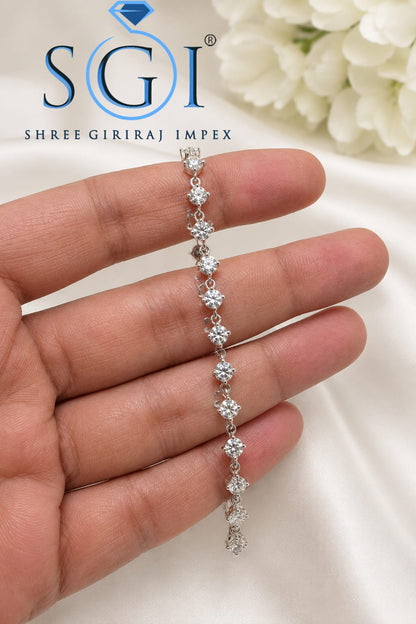 5 CTW Moissanite Tennis Bracelet, 3.5mm Round Cut Silver Bracelet, Sparkling Lab Created Gemstone Jewelry, Elegant Gift for Her