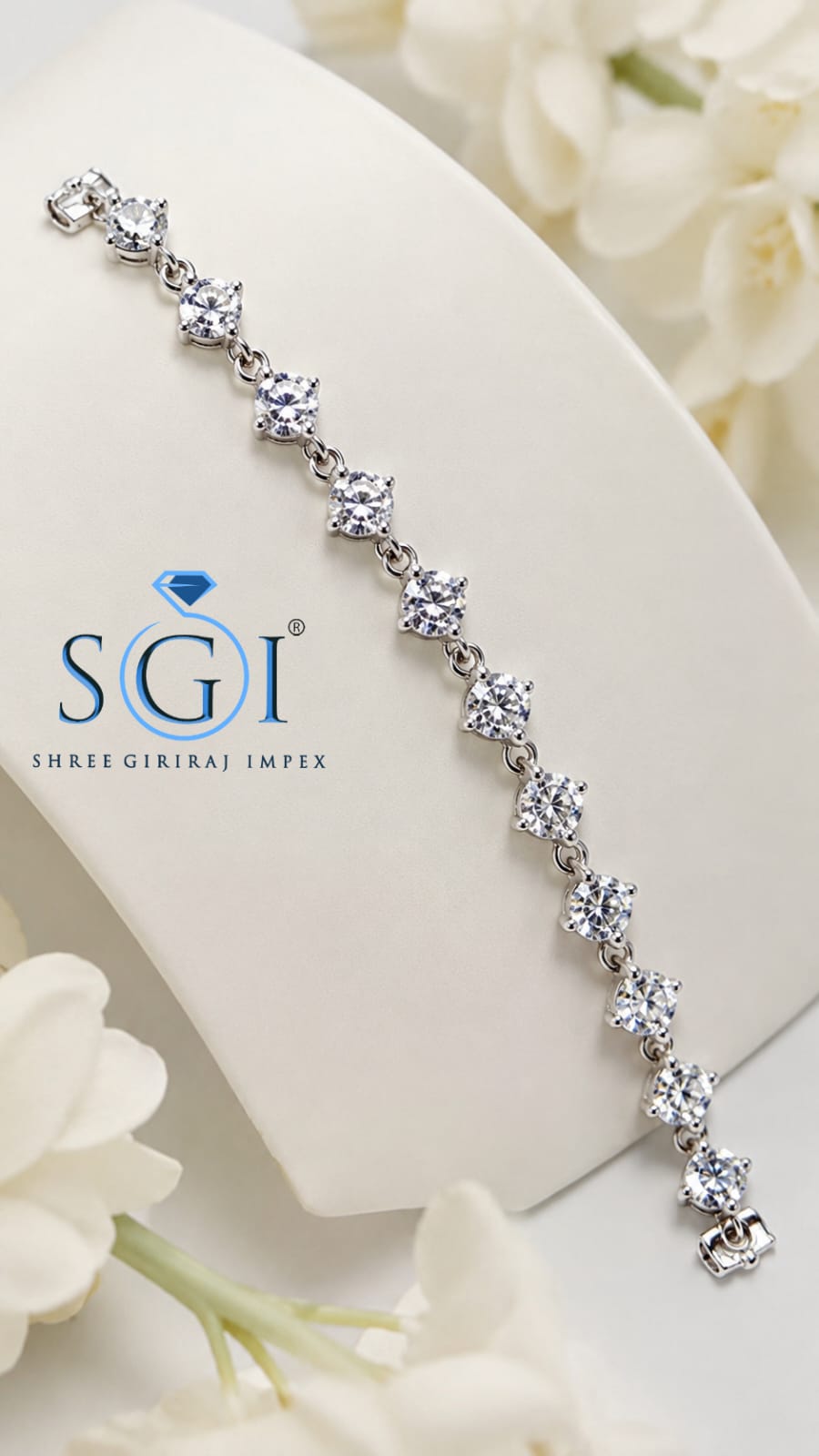 5 CTW Moissanite Tennis Bracelet, 3.5mm Round Cut Silver Bracelet, Sparkling Lab Created Gemstone Jewelry, Elegant Gift for Her