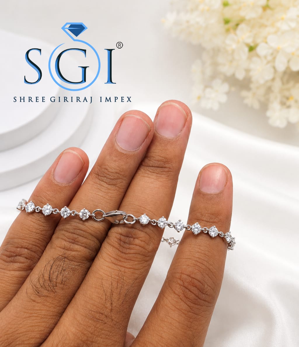 5 CTW Moissanite Tennis Bracelet, 3.5mm Round Cut Silver Bracelet, Sparkling Lab Created Gemstone Jewelry, Elegant Gift for Her