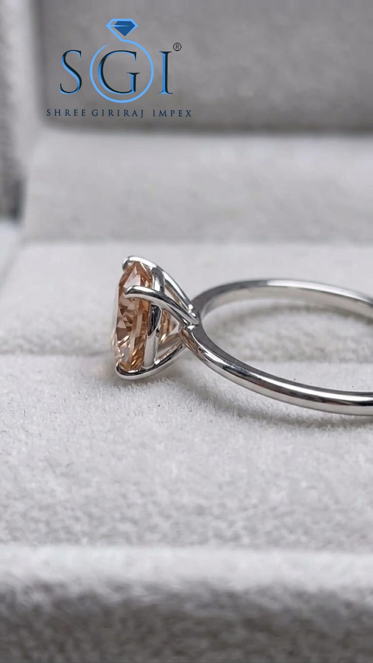 2 CT 8mm Round Fancy Pink Lab Grown Diamond Ring / VS1 Pink Lab Created Diamond Engagement Ring
