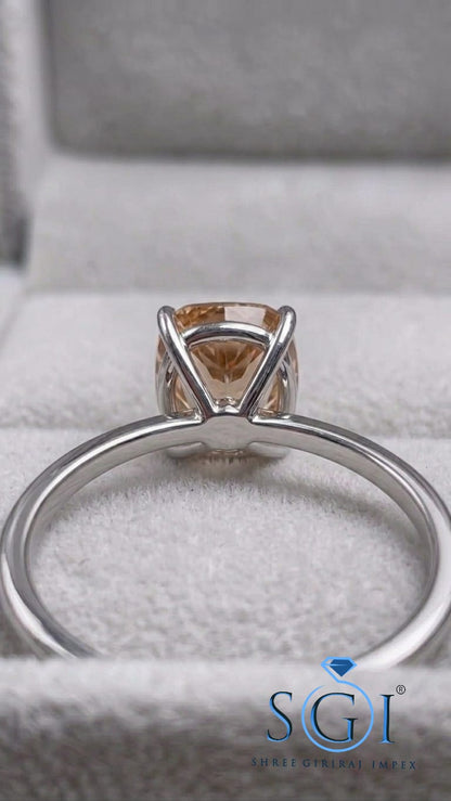 2 CT 8mm Round Fancy Pink Lab Grown Diamond Ring / VS1 Pink Lab Created Diamond Engagement Ring