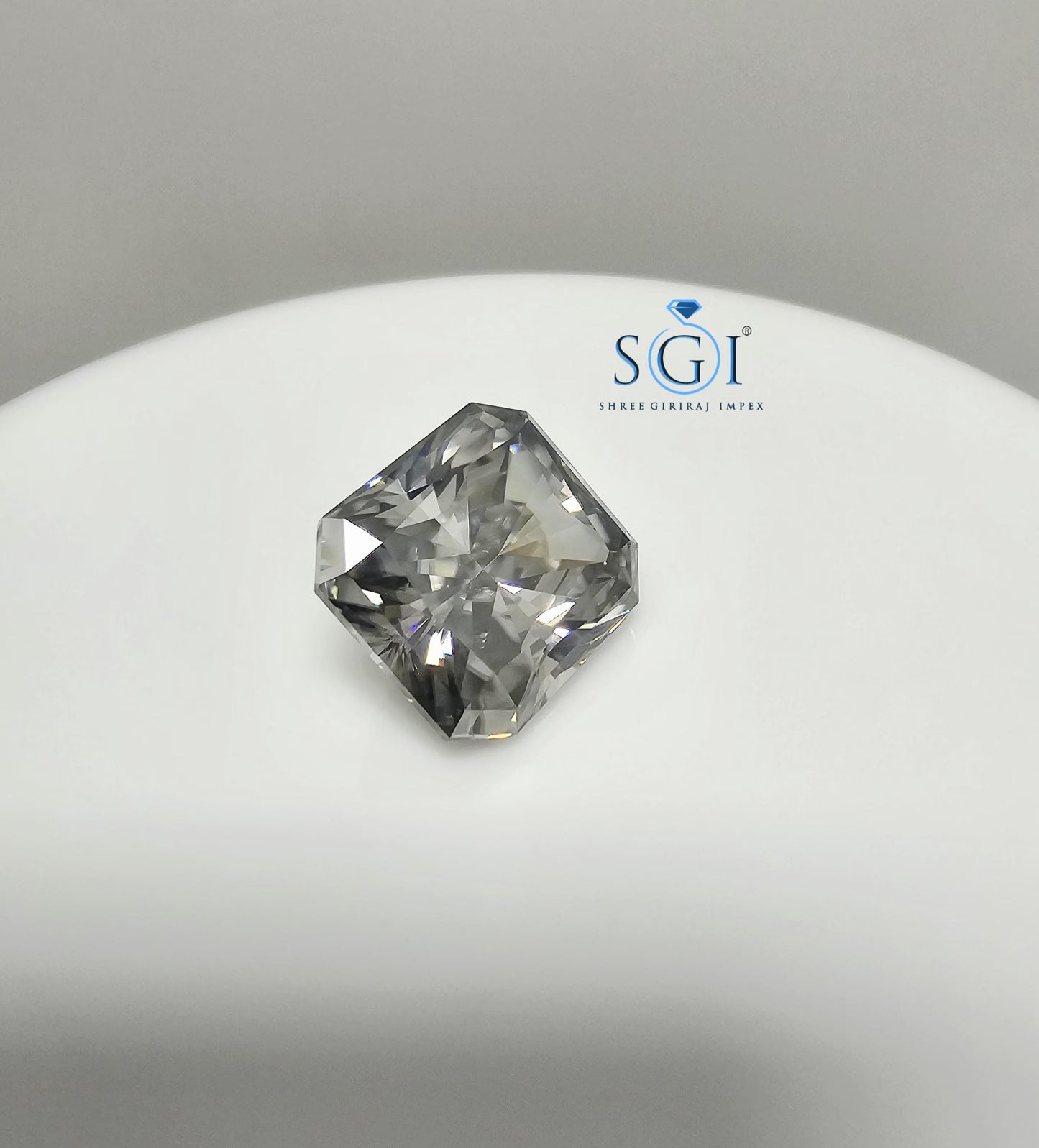 16.15 Ct Natural Grey Moissanite, Radiant Cut Loose Moissanite Gemstone for Custom Engagement Ring, Dark Grey VVS Diamond Alternative
