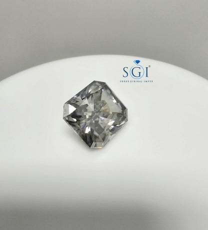 16.15 Ct Natural Grey Moissanite, Radiant Cut Loose Moissanite Gemstone for Custom Engagement Ring, Dark Grey VVS Diamond Alternative