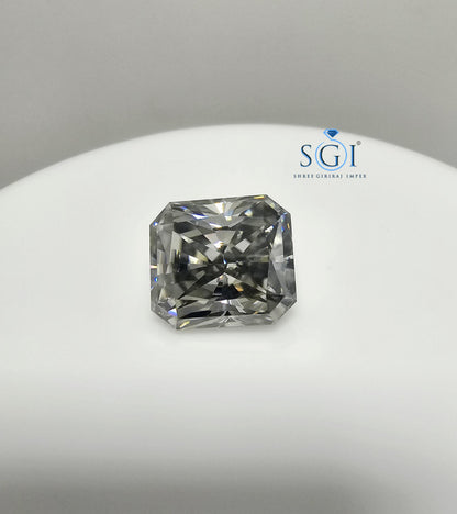 16.15 Ct Natural Grey Moissanite, Radiant Cut Loose Moissanite Gemstone for Custom Engagement Ring, Dark Grey VVS Diamond Alternative