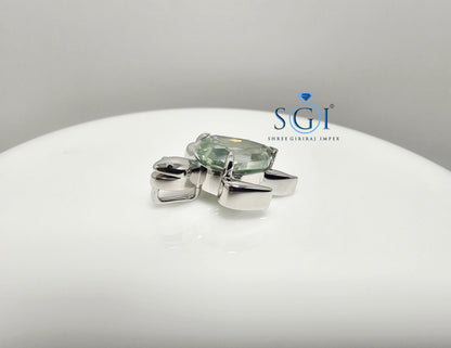 Light Green Moissanite Turtle Pendant: Step Cut Pear Shape, 6.29 Ct