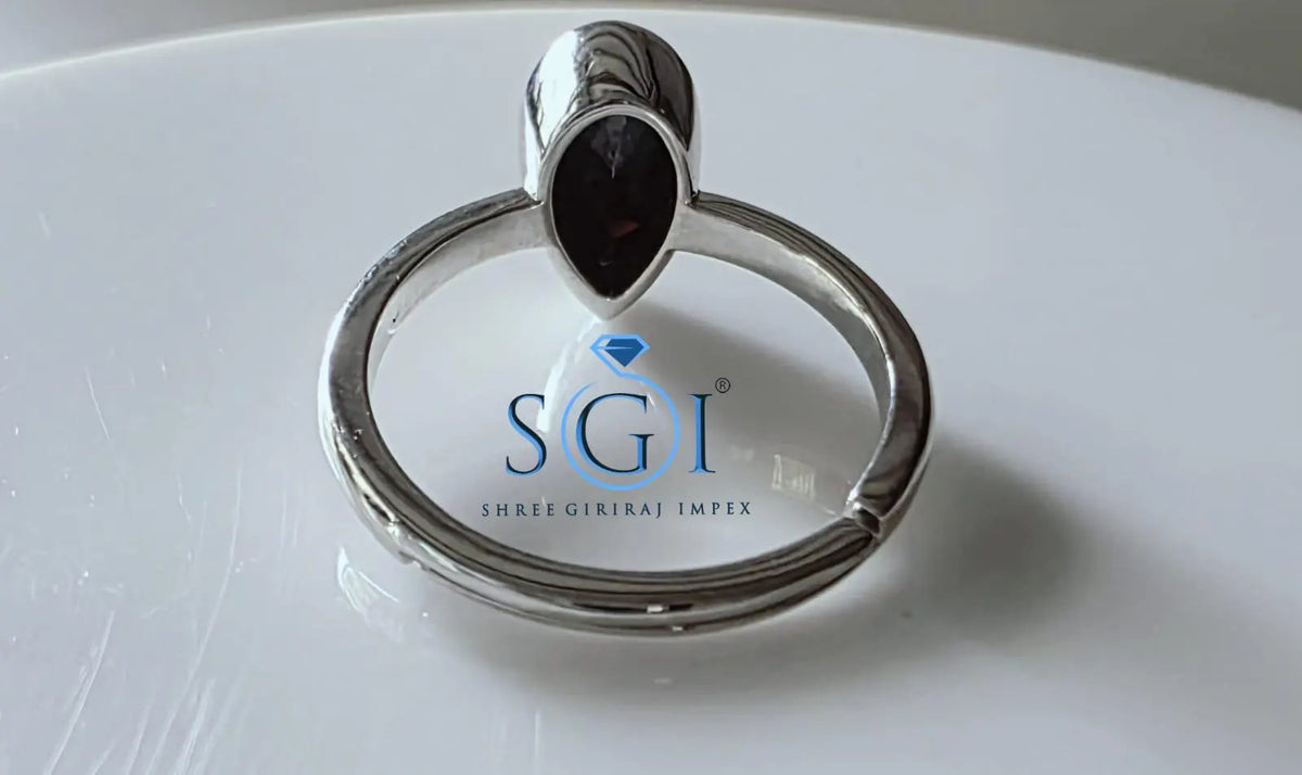 1.25CT Black Pear Moissanite Ring, 5x10mm Pear Cut Black Gemstone, 925 Sterling Silver Gothic Ring, Alternative Engagement Jewelry