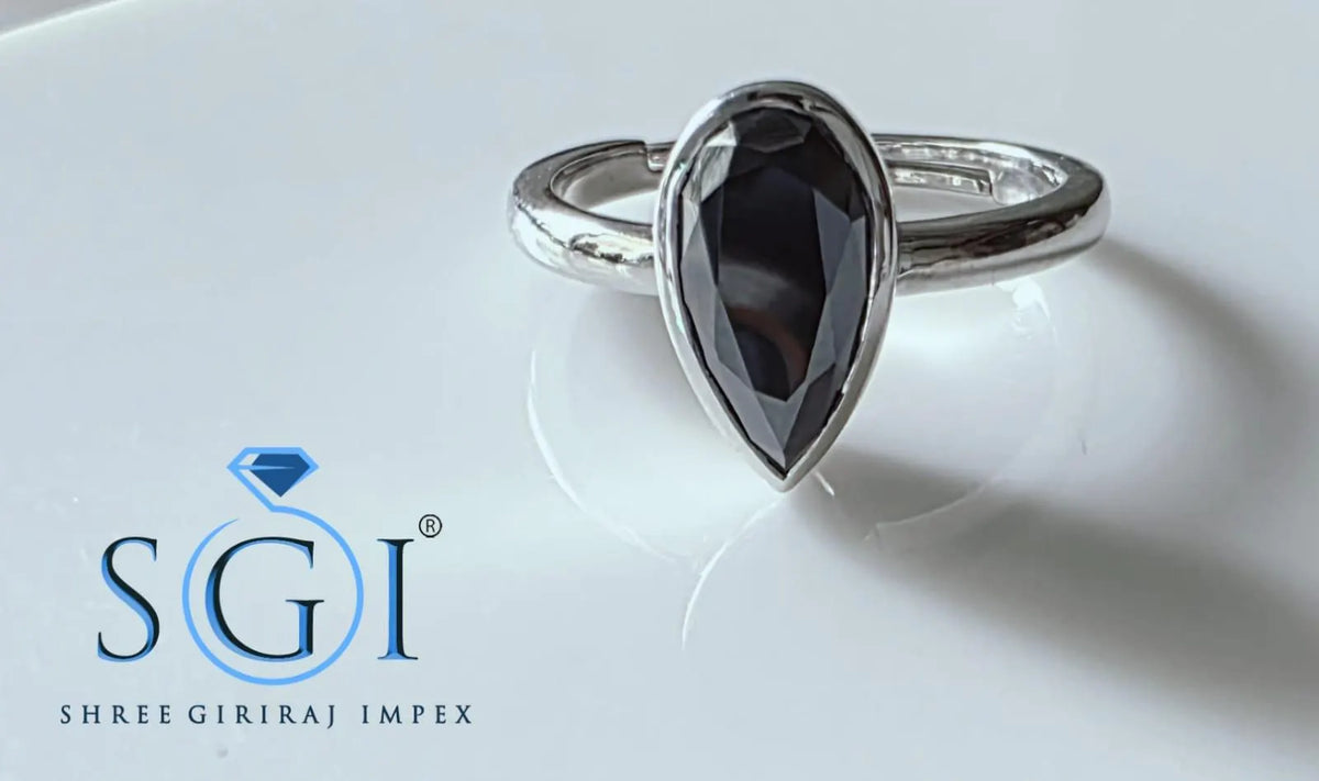 1.25CT Black Pear Moissanite Ring, 5x10mm Pear Cut Black Gemstone, 925 Sterling Silver Gothic Ring, Alternative Engagement Jewelry