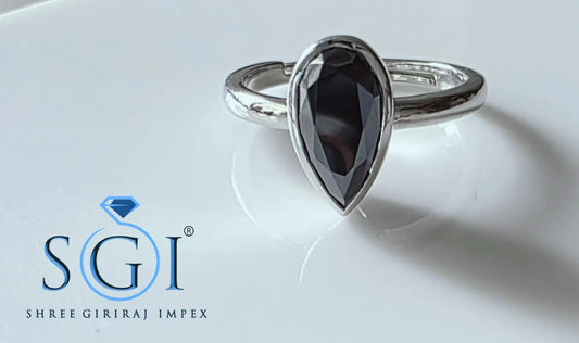 1.25CT Black Pear Moissanite Ring, 5x10mm Pear Cut Black Gemstone, 925 Sterling Silver Gothic Ring, Alternative Engagement Jewelry