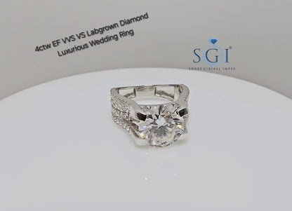 4 Carat Lab Created Diamond Ring – Solid Gold Wedding Band – Elegant & Ethical