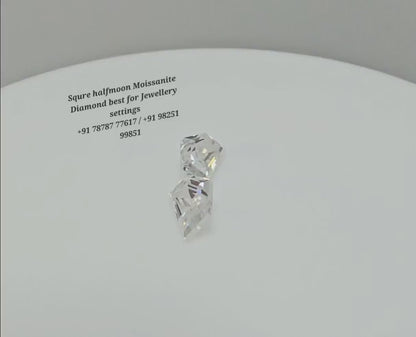 2.20ctw Square & Half Moon Moissanite Diamonds: Elegant Jewelry Design