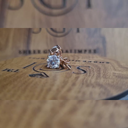 7.5 mm White Round Moissanite Diamond with 18k Rose Gold bazzel and prong setting Ear Studs