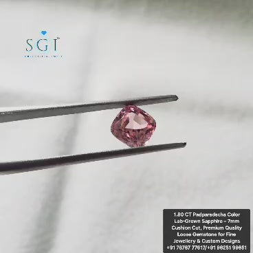 1.80 CT Padparadscha Color Lab-Grown Sapphire 7mm Cushion Cut Loose Gemstone for Custom Fine Jewelry