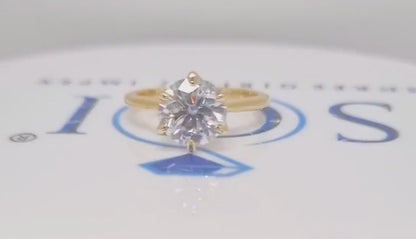 Yellow Gold 2 CT Lab Grown Diamond Engagement Ring – Solitaire Wedding Band