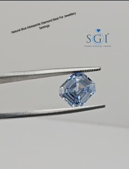 Emerald Shape 2.80 Carat Intense Blue Moissanite Diamond – Loose Stone for Custom Jewelry & Rings
