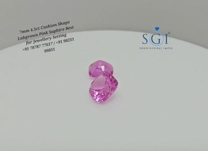 Lab Grown Pink Sapphire: 4.50ct Cushion Cut Loose Gemstone