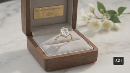 **2 CT Hexagon CVD Lab Grown Diamond Engagement Ring | G Color VS1 | Gold Lab Created Diamond Ring**