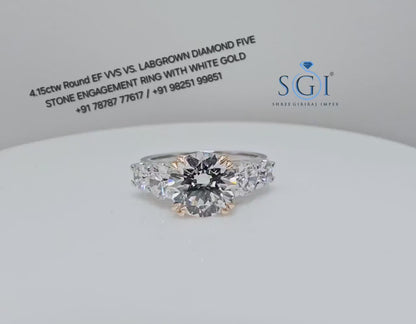 4.15ctw Lab Grown Diamond Five Stone White Gold Engagement Ring