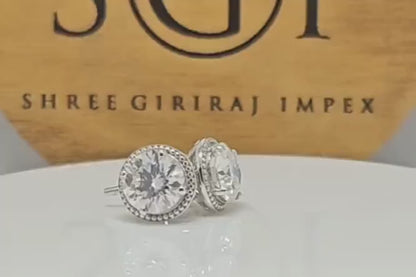 4ctw Moissanite Stud Earrings: White Gold Solitaire D VVS1