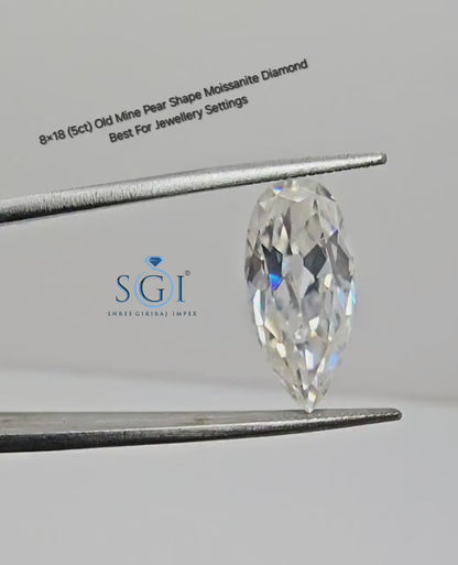 Pear Shape Moissanite Diamond: 5 Carat Old European Cut
