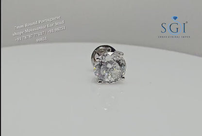 Men’s Moissanite Solitaire Stud – 7mm 1.35CT Portuguese Cut in White Gold