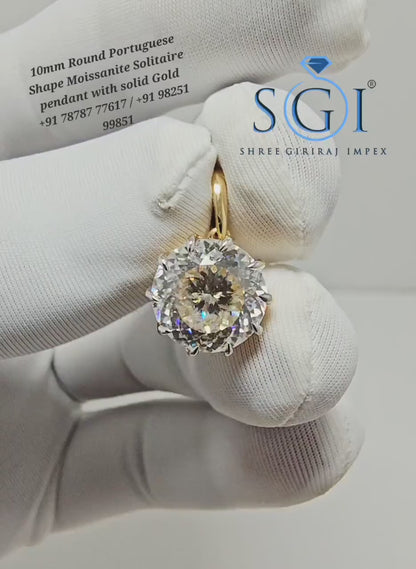 18K Gold Moissanite Solitaire Pendant: Handmade Fine Jewelry, 4.15 Carat