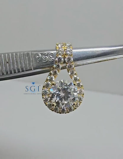4ctw Moissanite Halo Pendant: Yellow Gold Wedding Jewelry