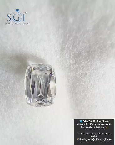 3.50 CT 10.5x7.5mm Criss Cut Cushion White Moissanite | Premium Lab Created Loose Stone for Jewelry Making