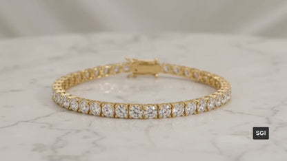 7.80 CTW Lab Grown Diamond Tennis Bracelet 14K Yellow Gold 7 Inch 48 Round Diamonds 3.5mm EF VVS-VS Clarity