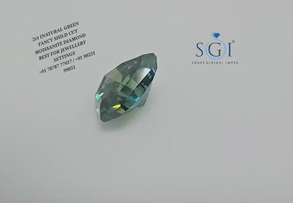 2ct Fancy Shield Green Moissanite Diamond – Ideal for Custom Rings, Pendants & Earrings