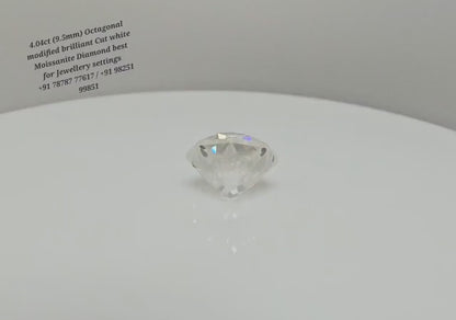 4.04 Ct Octagonal Modified Brilliant Cut White Moissanite Diamond Ideal for Fine Jewellery Settings