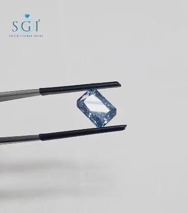 3.15 CT Blue Elongated Radiant Cut Moissanite 7x10mm | Lab Created Loose Gemstone for Custom Jewelry