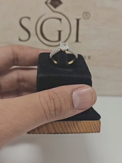 1.64ctw Lab-Grown Diamond Proposal Ring: Cushion & Round, Yellow Gold