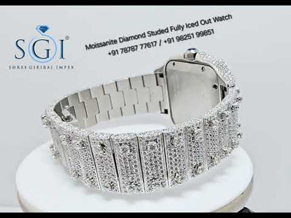 Moissanite Diamond Studded Fully Iced Out Man's Watch With New Brand like cartier