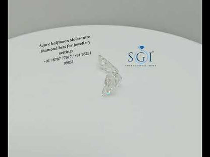 2.20ctw Square and Half Moon Cut White Moissanite Diamonds Perfect for Elegant Jewelry Designs