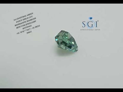 Loose 2ct Green Moissanite Diamond | Fancy Shield Shape | Fine Jewelry Design