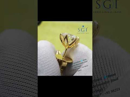 Exquisite 8mm Portuguese Cut Moissanite Solitaire Earrings | 3.75ct 14k Gold Studs for Her