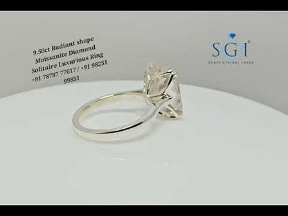 Elegant Women’s Silver Ring with 9.75ct Light Pink Moissanite, Radiant Shape