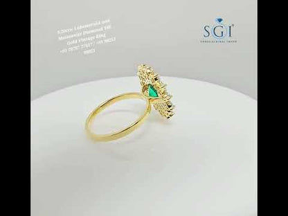 3.20ctw Lab Grown Emerald & Moissanite Diamond Ring in 18K Gold  Stunning Gemstone Combination