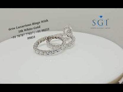 Luxurious 6ct Oval Moissanite Diamond Ring – 18K White Gold Setting