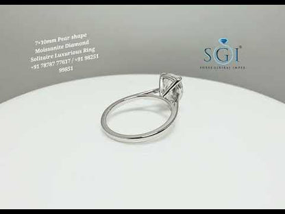 Luxury 2CT Pear Shape Solitaire Ring – 14K White Gold | 7×10mm Elegance