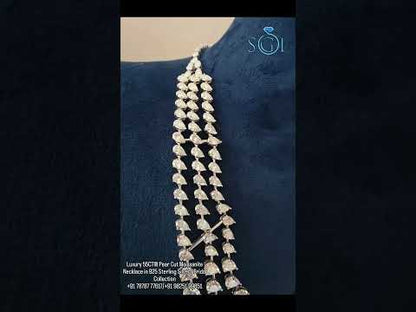 55 CTW Pear Shape Moissanite Necklace | 925 Sterling Silver Luxury Bridal Jewelry