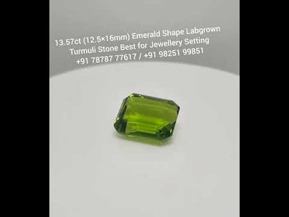 13.57ct (12.5×16mm) Emerald Shape Labgrown Turmuli Stone Best for Jewellery Setting