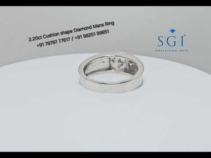 2.20ctw White Cushion Shape Moissanite Diamond Man's Solitaire Ring